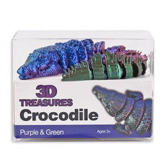3D Treasures 3D-Printed Articulated Crocodile Fidget Toy (Multiple Colors) Simple Exclusive Purple & Green 