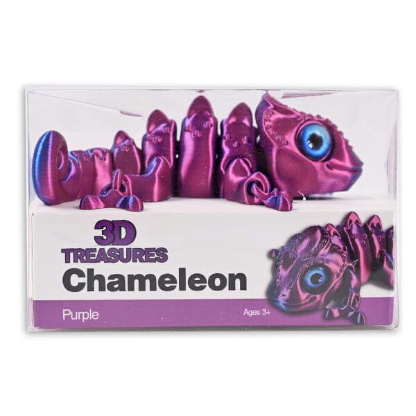 3D Treasures 3D-Printed Articulated Chameleon Fidget Toy (Multiple Colors) Simple Exclusive Purple 