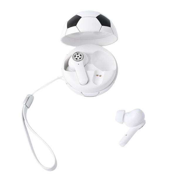 SoundLogicXT Sports Themed TWS Bluetooth Earbud Headphones w/ Charging Case (Soccer or Basketball) Simple Showcase 