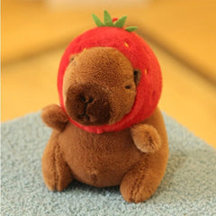 Capybara in a Hat 9" Kawaii Plush Squishy Pillow Toy (Multiple Styles) Simple Showcase Strawberry Hat 