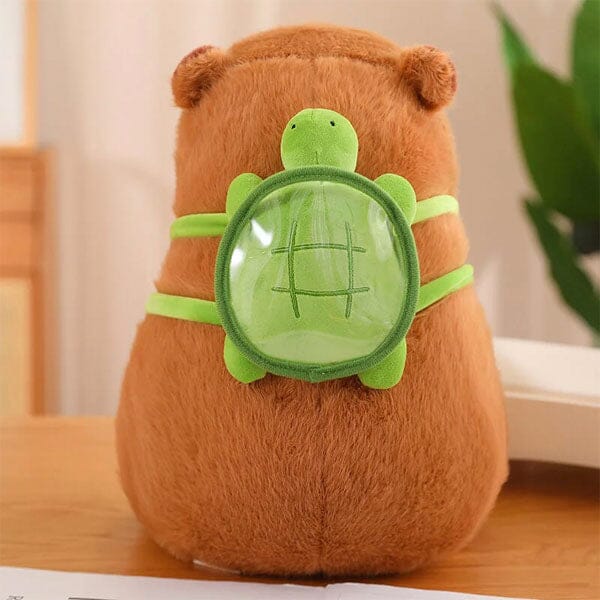 Capybara 9" Kawaii Plush w/ Turtle Backpack Squishy Pillow Toy Simple Showcase 