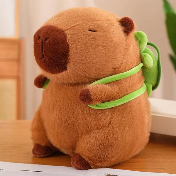 Capybara 9" Kawaii Plush w/ Turtle Backpack Squishy Pillow Toy Simple Showcase 