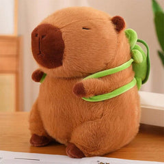 Capybara 9" Kawaii Plush w/ Turtle Backpack Squishy Pillow Toy Simple Showcase 