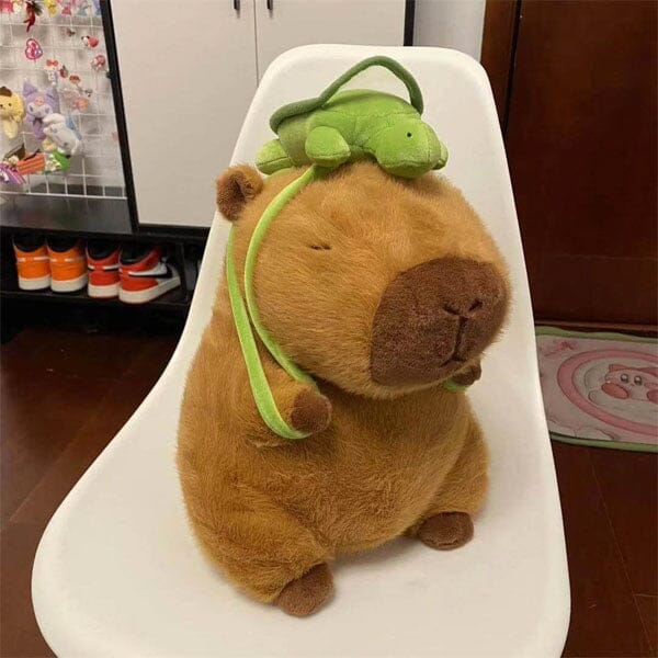 Capybara 9" Kawaii Plush w/ Turtle Backpack Squishy Pillow Toy Simple Showcase 