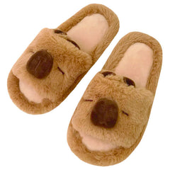 Fluffy Capybara Slippers Unisex Open-Toe Plush Slides (Multiple Sizes)