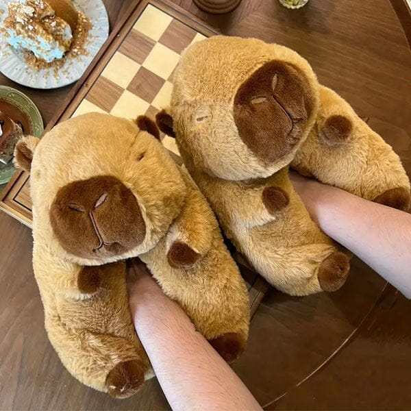 Capybara Plush Fluffy Animal Slippers Simple Showcase 