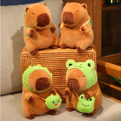 Capybara 9" Kawaii Matching Frog Hat & Purse Plush Toy (1pc)