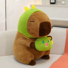 Capybara 9" Kawaii Matching Dinosaur Hat & Purse Plush Toy (1pc)