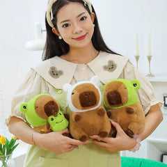 Capybara 9" Kawaii Matching Frog Hat & Purse Plush Toy (1pc)