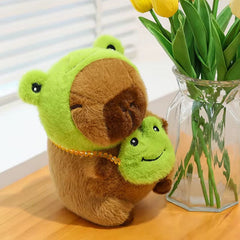 Capybara 9" Kawaii Matching Frog Hat & Purse Plush Toy (1pc)