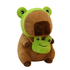 Capybara 9" Kawaii Matching Frog Hat & Purse Plush Toy (1pc)
