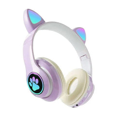 SoundLogicXT TWS Foldable Bluetooth Cute Purple Cat Headphones Simple Showcase 