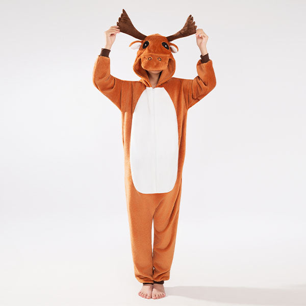 Cozy Cuddler Moose Flannel Onesie For Adults & Kids (1pc) Multiple Sizes