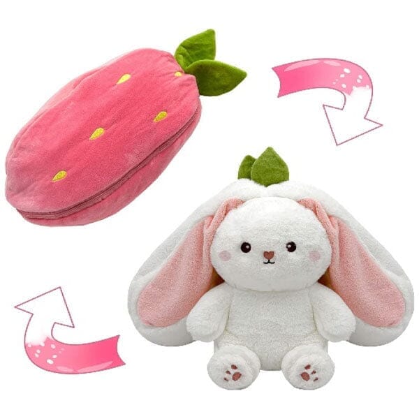 Flopsymates: Convertible 14" Bunny Plush Toys | Strawberry Or Carrot Simple Showcase Strawberry Bunny 