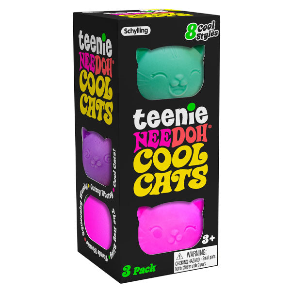 Nee Doh Teenie Cool Cats Squishy Fidget Stress Ball Toys (3pc) Colors Ship Assorted