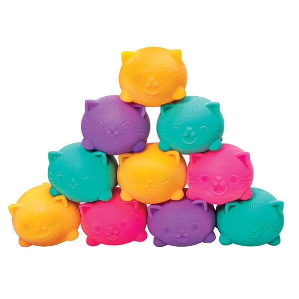 Nee Doh Teenie Cool Cats Squishy Fidget Stress Ball Toys (3pc) Colors Ship Assorted Simple Nee Doh 