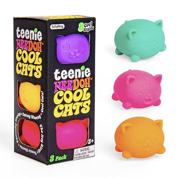 Nee Doh Teenie Cool Cats Squishy Fidget Stress Ball Toys (3pc) Colors Ship Assorted Simple Nee Doh 