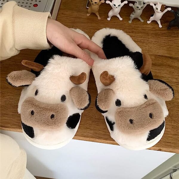 Cartoon Cow Plush Slippers for Indoors & Outdoors | As Seen On Social! | Pre-Order Preorder Showcase 