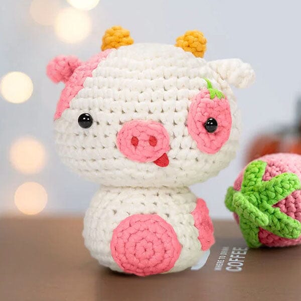 Crochet Handmade 4" Kawaii Plush Toy Collection (1pc) Multiple Styles Preorder Showcase Strawberry Cow 