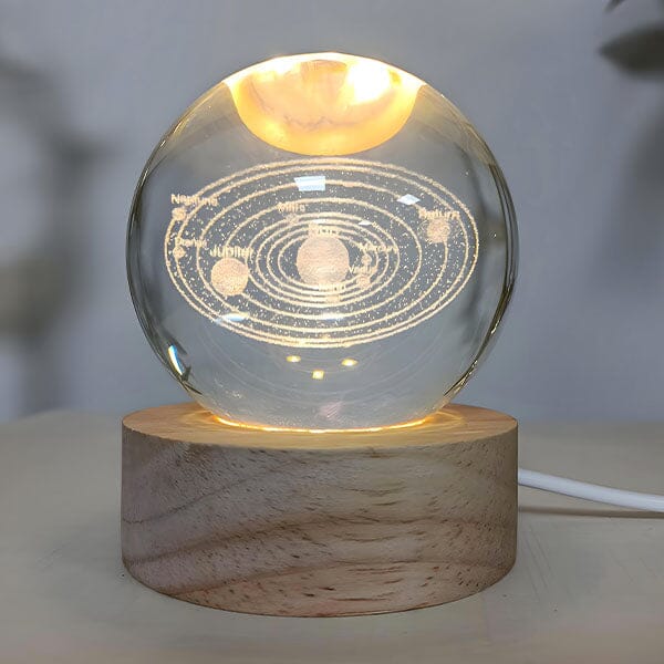 CelestiaGlow LED Crystal Ball With Wooden Base (Multiple Styles) Simple Showcase 