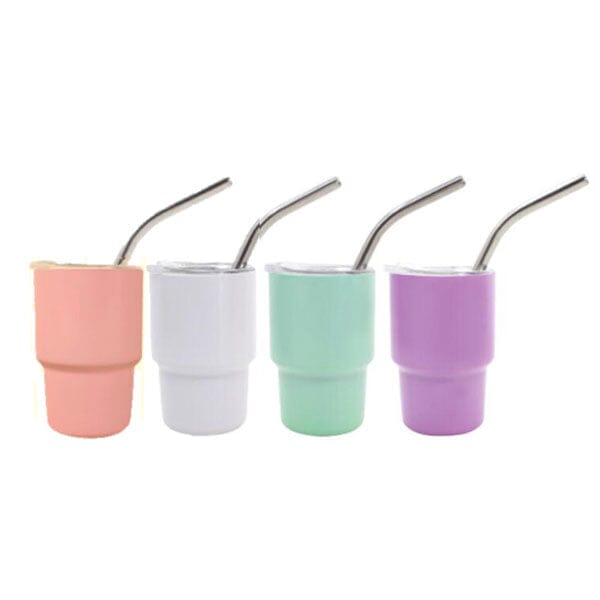 HydriEase Mini 3oz Vacuum Insulated Tumbler Shot Glass Cups With Straws (4pk) Preorder Showcase 