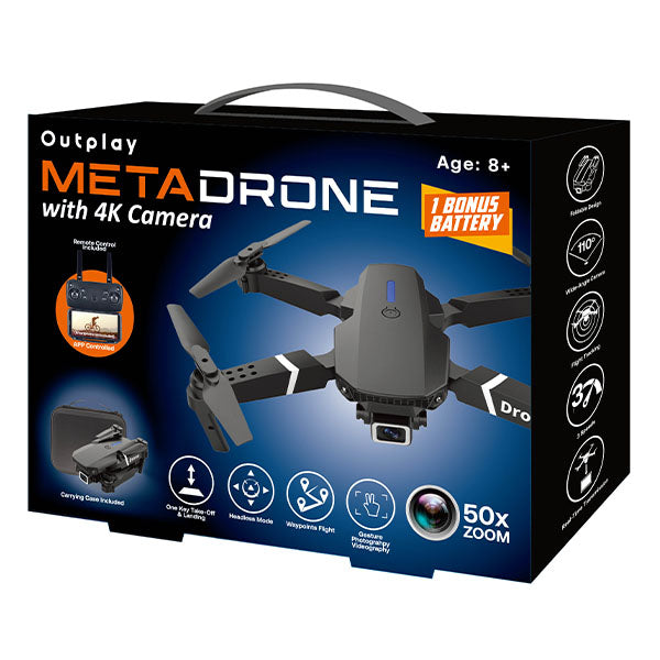 Outplay MetaDrone 4K Dual-Camera RC Drone with Case & Bonus Battery