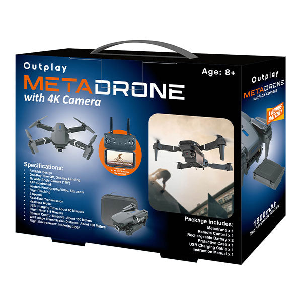 Outplay MetaDrone 4K Dual-Camera RC Drone with Case & Bonus Battery