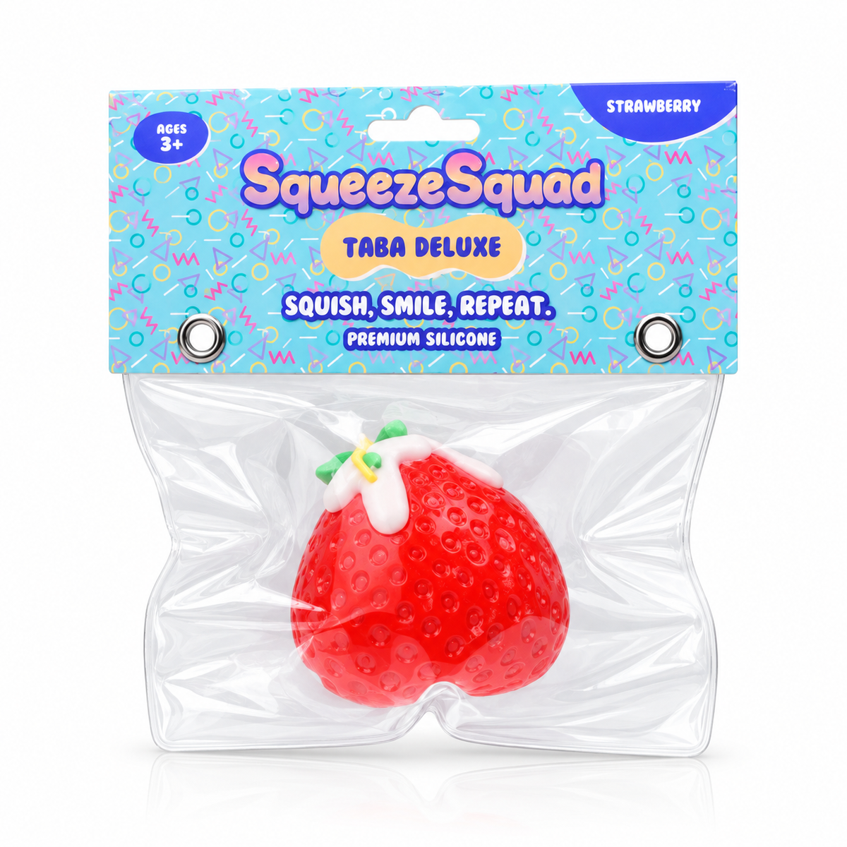 SqueezeSquad Taba Deluxe Premium Silicone Squishies® Fidget Toy - Strawberry