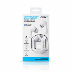Ionix TWS Wireless Earbuds With Digital Display and Transparent Case