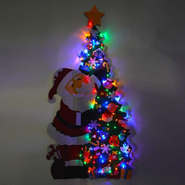 FunkyFir DIY 63" Felt Christmas Tree Wall Hanging w/ LED Lights & Ornaments Simple Exclusive 
