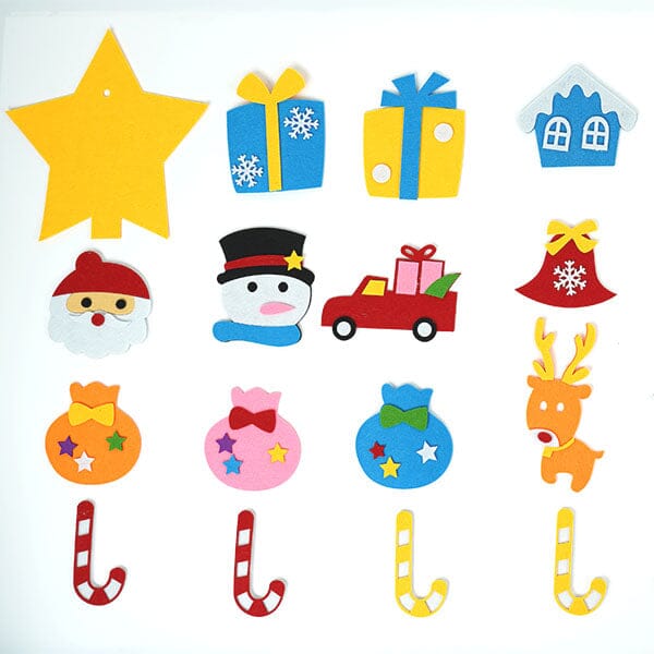 FunkyFir DIY 63" Felt Christmas Tree Wall Hanging w/ LED Lights & Ornaments Simple Exclusive 