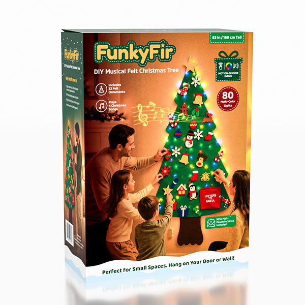 FunkyFir 63" DIY Musical Felt Christmas Tree with Motion-Sensor Lights