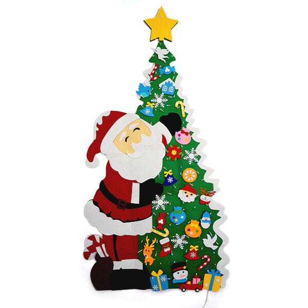 FunkyFir DIY 63" Felt Christmas Tree Wall Hanging w/ LED Lights & Ornaments Simple Exclusive 