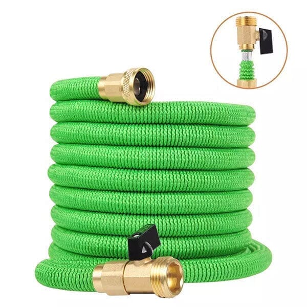 GRO-Hose GREEN | 75ft Expandable Hose With Sprayer Nozzle & Brass Valve Simple Showcase 