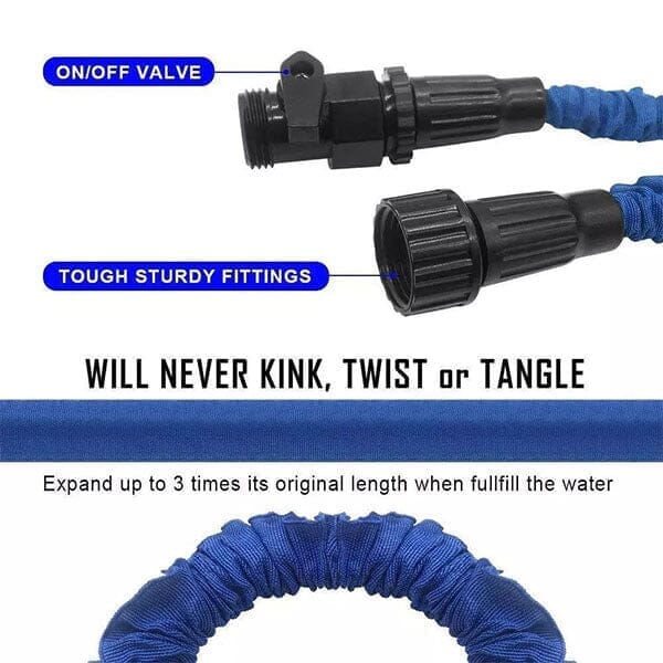 GRO-Hose BLUE | 75ft Expandable Hose With Sprayer Nozzle Simple Showcase 