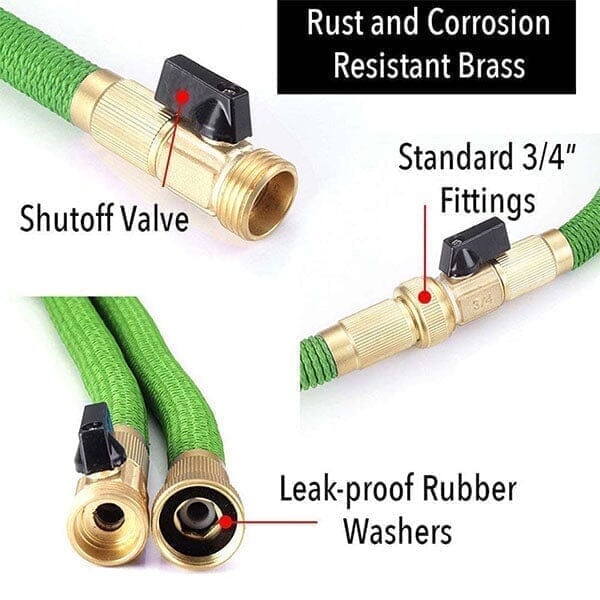 GRO-Hose GREEN 75ft Expandable Hose With Sprayer Nozzle & Brass Valve Simple Gro-Hose 