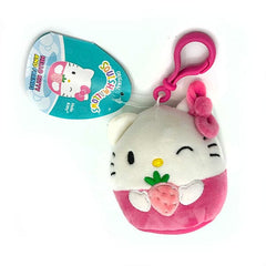 Squishmallows Plush Toy 3.5" Bag Clip Best Of Sanrio Squad - Hello Kitty With Strawberry Simple Showcase 