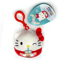 Squishmallows Plush Toy 3.5" Bag Clip Best Of Sanrio Squad - Hello Kitty In Red Simple Showcase 
