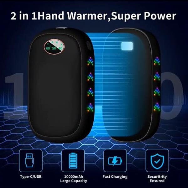 HeatMatez CozyClasp (2pc) | 3-in-1 Magnetic Hand Warmer, Flashlight & Power Bank! Simple Showcase 