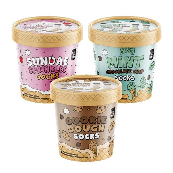 Novelty Socks In Themed Packaging | NEW Styles! | Pre-Order Preorder Showcase Ice Cream Socks in Pint Tub (Flavor Ships Assorted) 