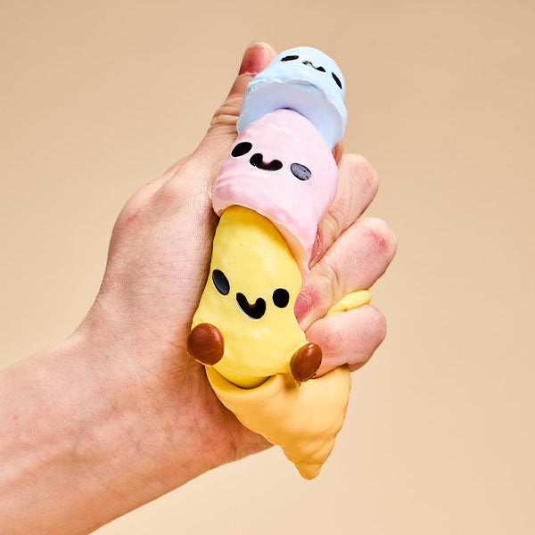 SqueezeSquad Taba Deluxe Premium Silicone Squishy Fidget Toy - Triple Ice Cream Cone