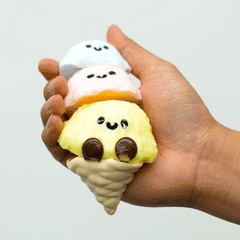 SqueezeSquad Taba Deluxe Premium Silicone Squishies® Fidget Toy - Triple Ice Cream Cone