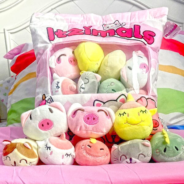 Itzimals Kawaii Snack Pillow Assorted Plush Animal Bag Simple Showcase 