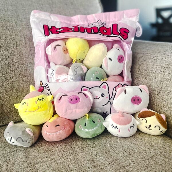 Itzimals Kawaii Snack Pillow Assorted Plush Animal Bag Simple Showcase 