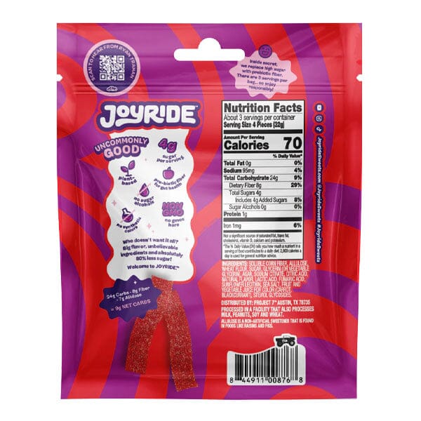 Joyride Natural Low Sugar Strawberry Sour Strips (99g) Simple Showcase 