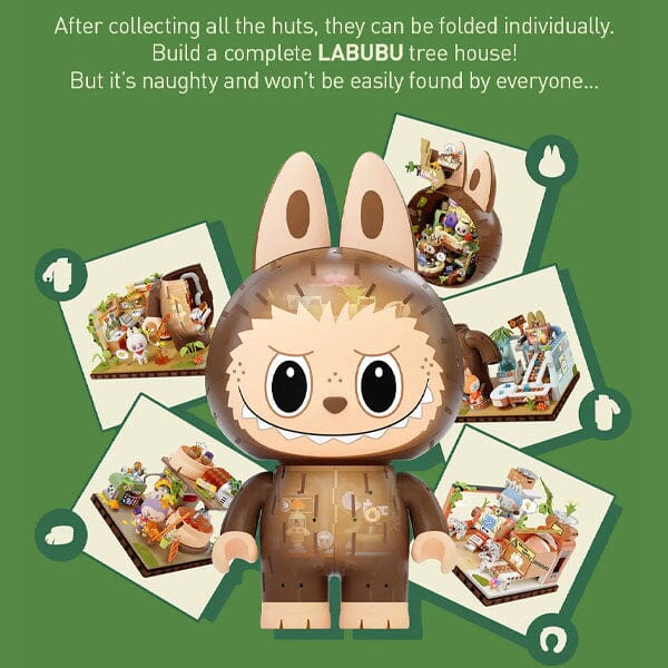 Pop Mart x THE MONSTERS: Labubu Forest Secret Base Tree House Building Block Set - Playful Home (497pc) Simple Pop Mart 