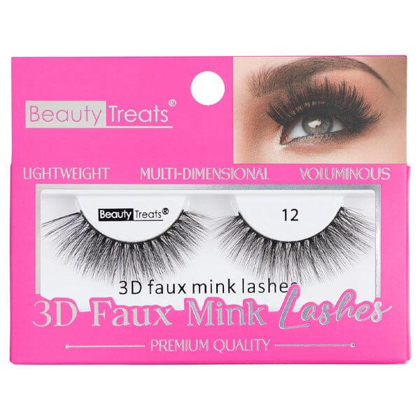 Beauty Treats® 3D Faux Mink Strip Lashes (Multiple Styles) Simple Showcase Flirty (Style No. 12) 