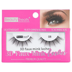 Beauty Treats® 3D Faux Mink Strip Lashes (Multiple Styles) Simple Showcase Elegant (Style No. 08) 