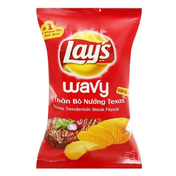Lay's Wavy Texas Tenderloin Steak Flavor Potato Chips (‎90g) Limited Edition Import From Vietnam Simple Lay's 