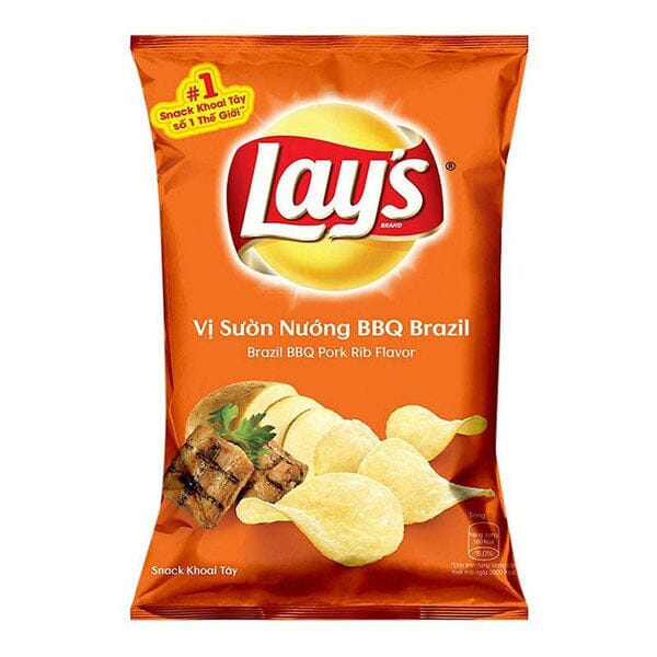 Lay's Brazil BBQ Pork Rib Flavor Potato Chips (‎90g) Limited Edition Import From Vietnam Simple Lay's 